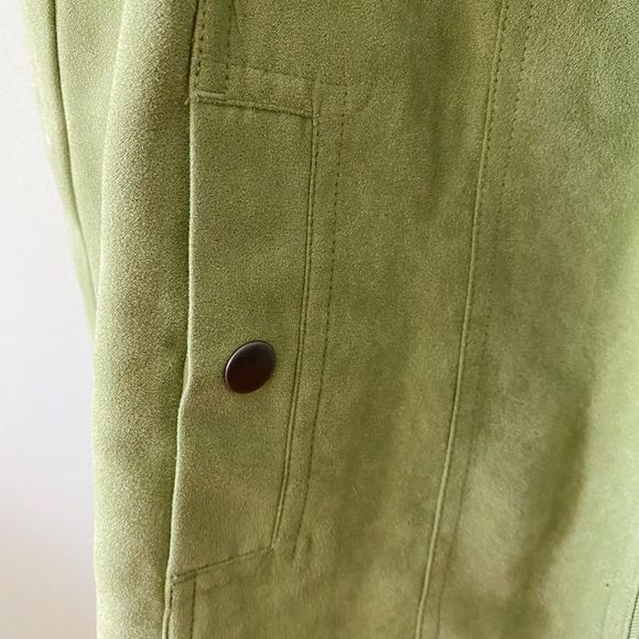 Studio Works Faux Suede Jacket  Women’s 14 Lime Green Outerwear Pockets Zipper - Picture 5 of 9